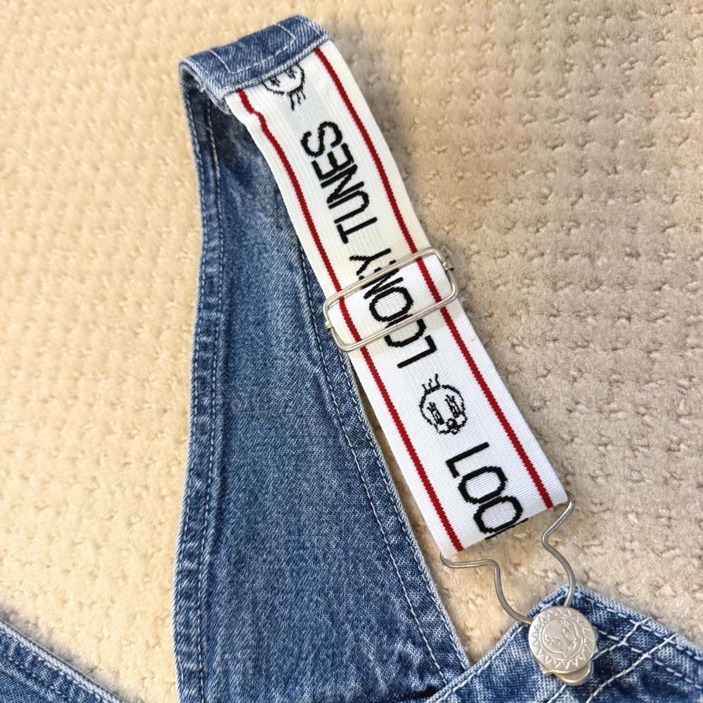 Vintage Looney Tunes Overalls 90s Womens 22/24 Sylvester Tweety Denim Bib Adult - Picture 12 of 16